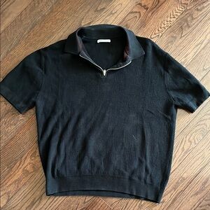 Navy Blue Quarter Zip Collared Sweater